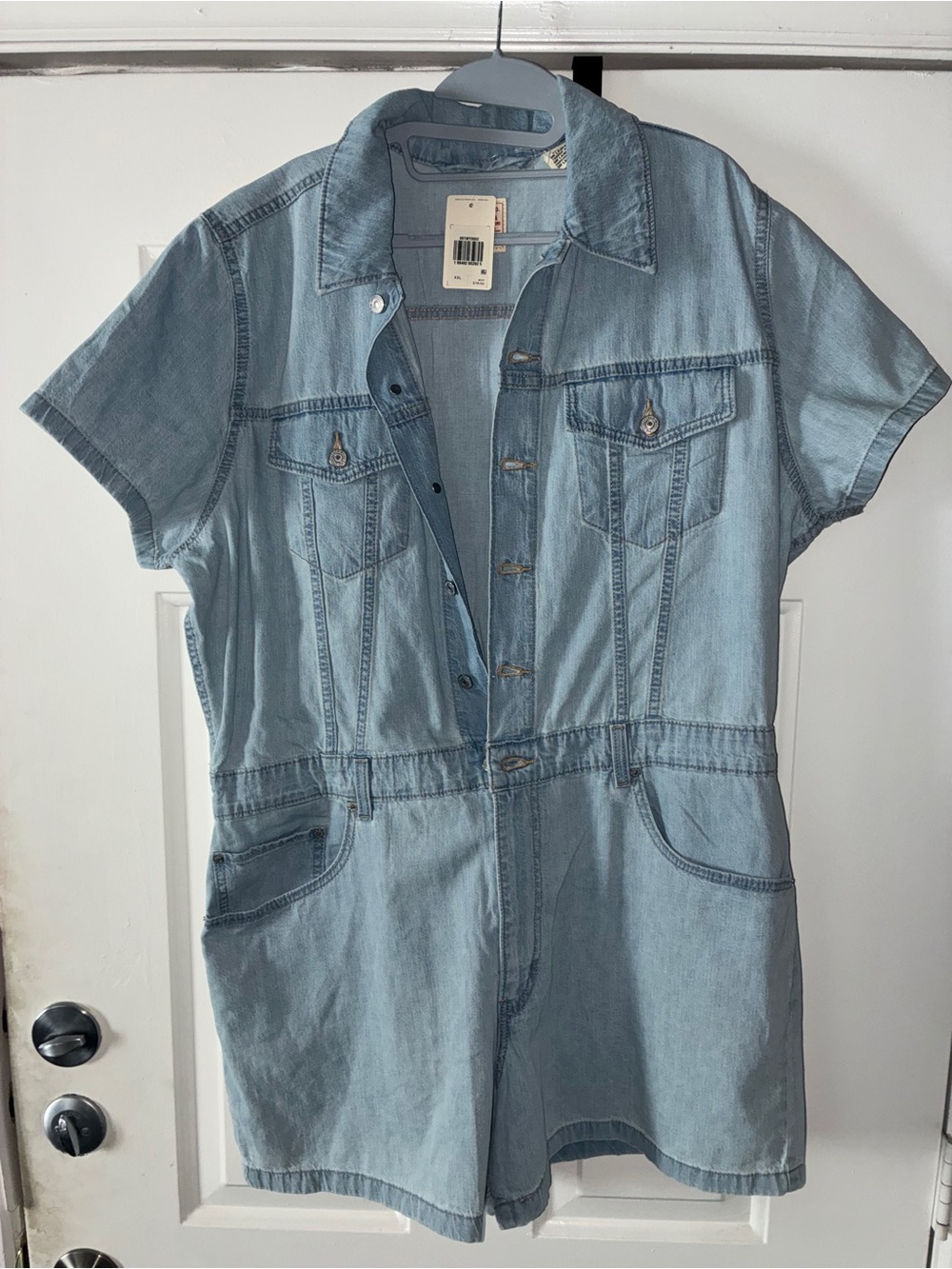 Levi's Light Blue Denim Short Sleeve One-Piece Romper